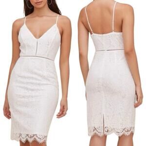 ASTR Lace Dress Midi Sheath V-neck Pencil